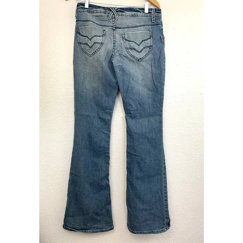 VTG‎ LL Cool J Women's Blue Flare Denim Jeans Sz 5 Y2K Retro Soft 90's